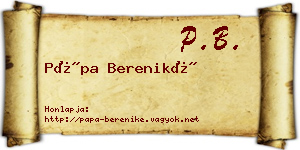 Pápa Bereniké névjegykártya